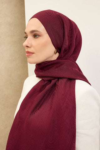 Naia Pamuk Şal Line Desen Vişne - Naia Şal - | Silk Home
