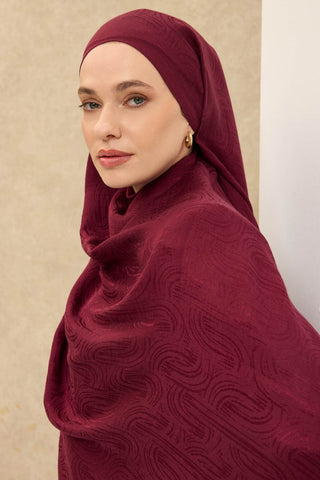Naia Pamuk Şal Line Desen Vişne - Naia Şal - | Silk Home