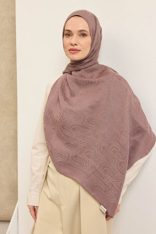 Naia Pamuk Şal Line Desen Vizon - Naia Şal - | Silk Home