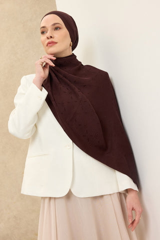 Naia Pamuk Şal Maxi Monogram Acı Kahve - Naia Şal - | Silk Home