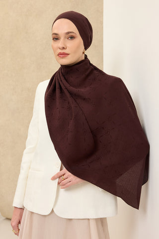 Naia Pamuk Şal Maxi Monogram Acı Kahve - Naia Şal - | Silk Home