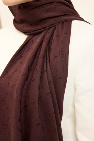 Naia Pamuk Şal Maxi Monogram Acı Kahve - Naia Şal - | Silk Home