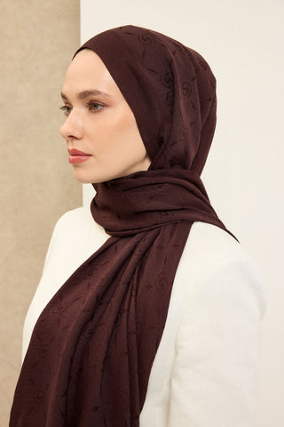Naia Pamuk Şal Maxi Monogram Acı Kahve - Naia Şal - | Silk Home