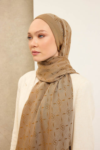 Naia Pamuk Şal Maxi Monogram Altın - Naia Şal - | Silk Home