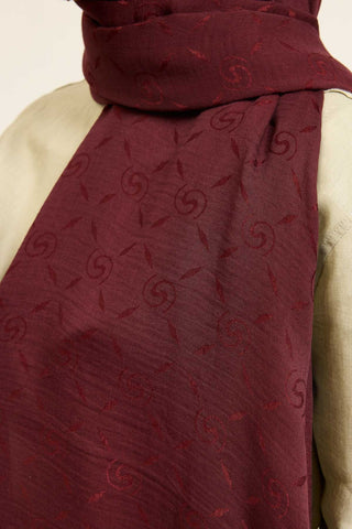 Naia Pamuk Şal Maxi Monogram Bordo - Naia Şal - | Silk Home