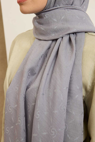 Naia Pamuk Şal Maxi Monogram Gri - Naia Şal - | Silk Home