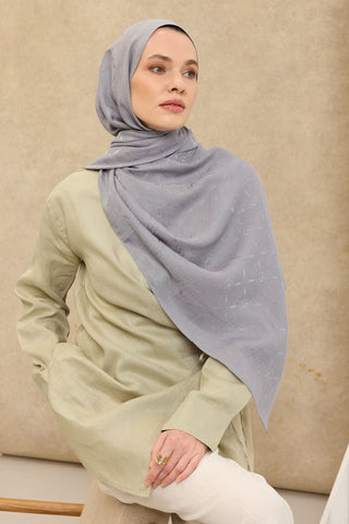 Naia Pamuk Şal Maxi Monogram Gri - Naia Şal - | Silk Home