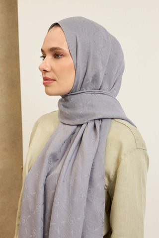 Naia Pamuk Şal Maxi Monogram Gri - Naia Şal - | Silk Home