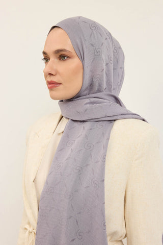 Naia Pamuk Şal Maxi Monogram Gümüş - Naia Şal - | Silk Home