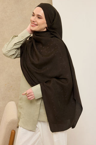 Naia Pamuk Şal Maxi Monogram Koyu Yeşil - Naia Şal - | Silk Home