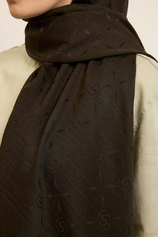 Naia Pamuk Şal Maxi Monogram Koyu Yeşil - Naia Şal - | Silk Home