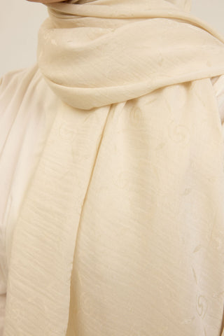 Naia Pamuk Şal Maxi Monogram Krem - Naia Şal - | Silk Home