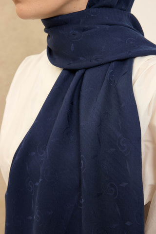 Naia Pamuk Şal Maxi Monogram Lacivert - Naia Şal - | Silk Home