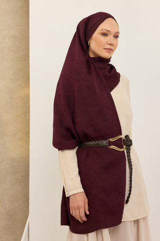 Naia Pamuk Şal Maxi Monogram Mürdüm - Naia Şal - | Silk Home