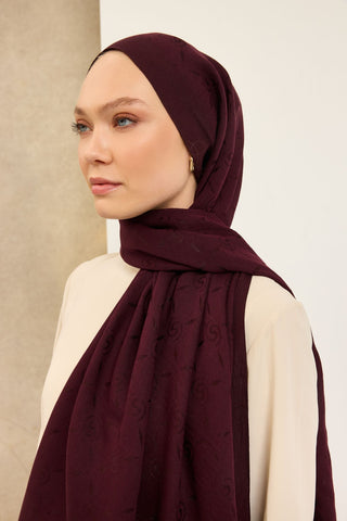 Naia Pamuk Şal Maxi Monogram Mürdüm - Naia Şal - | Silk Home
