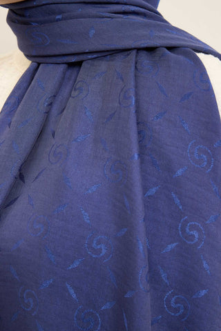 Naia Pamuk Şal Maxi Monogram Saks - Naia Şal - | Silk Home