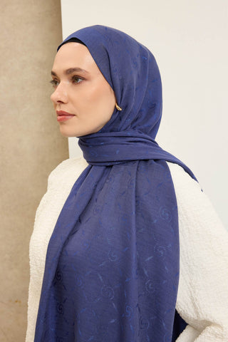 Naia Pamuk Şal Maxi Monogram Saks - Naia Şal - | Silk Home