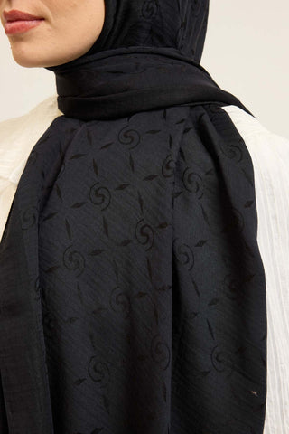 Naia Pamuk Şal Maxi Monogram Siyah - Naia Şal - | Silk Home