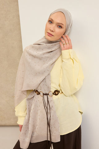 Naia Pamuk Şal Maxi Monogram Taş - Naia Şal - | Silk Home