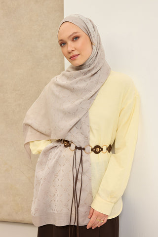 Naia Pamuk Şal Maxi Monogram Taş - Naia Şal - | Silk Home