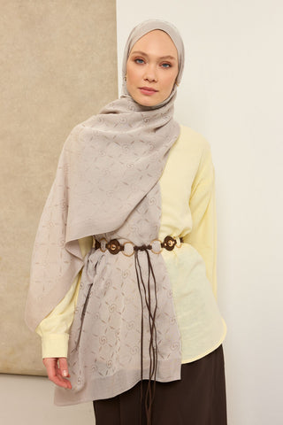 Naia Pamuk Şal Maxi Monogram Taş - Naia Şal - | Silk Home