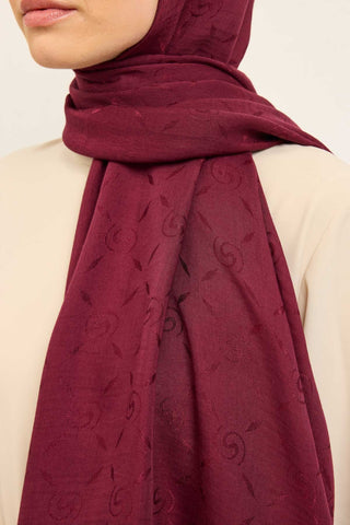 Naia Pamuk Şal Maxi Monogram Vişne - Naia Şal - | Silk Home