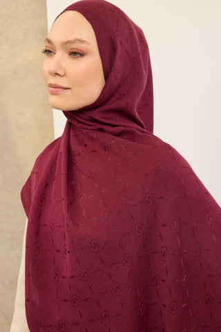 Naia Pamuk Şal Maxi Monogram Vişne - Naia Şal - | Silk Home
