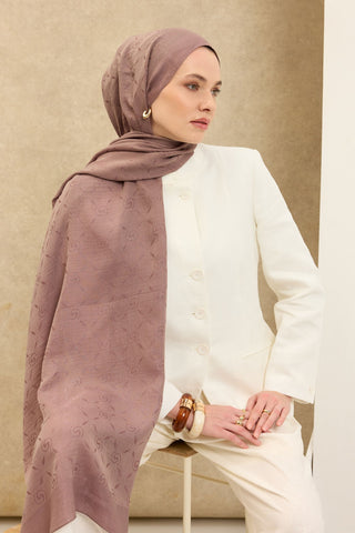 Naia Pamuk Şal Maxi Monogram Vizon - Naia Şal - | Silk Home