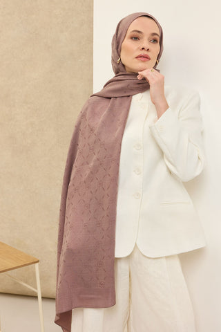 Naia Pamuk Şal Maxi Monogram Vizon - Naia Şal - | Silk Home