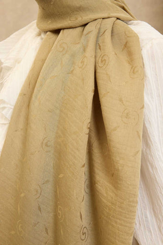 Naia Pamuk Şal Maxi Monogram Yağ Yeşili - Naia Şal - | Silk Home