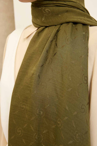 Naia Pamuk Şal Maxi Monogram Yeşil - Naia Şal - | Silk Home