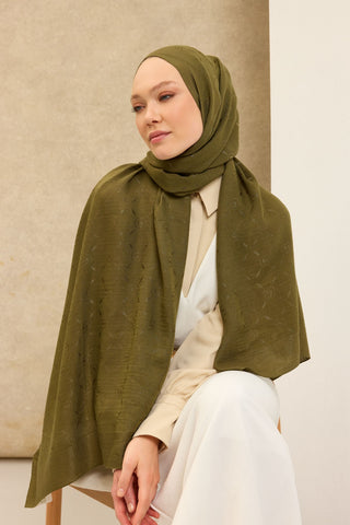 Naia Pamuk Şal Maxi Monogram Yeşil - Naia Şal - | Silk Home