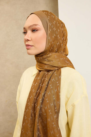 Naia Pamuk Şal Mini Monogram Altın - Naia Şal - | Silk Home
