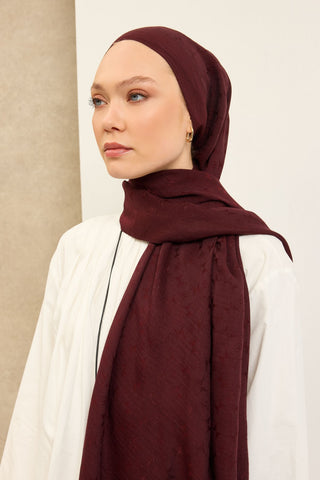 Naia Pamuk Şal Mini Monogram Bordo - Naia Şal - | Silk Home
