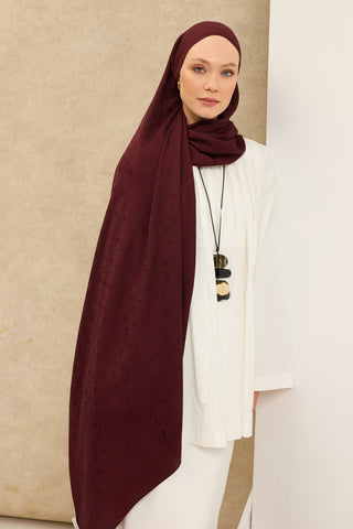 Naia Pamuk Şal Mini Monogram Bordo - Naia Şal - | Silk Home