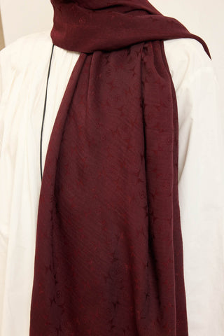 Naia Pamuk Şal Mini Monogram Bordo - Naia Şal - | Silk Home