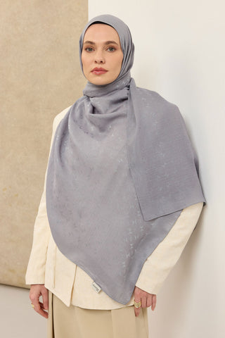 Naia Pamuk Şal Mini Monogram Gri - Naia Şal - | Silk Home