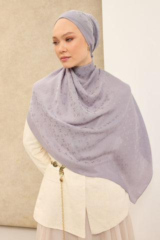Naia Pamuk Şal Mini Monogram Gümüş - Naia Şal - | Silk Home