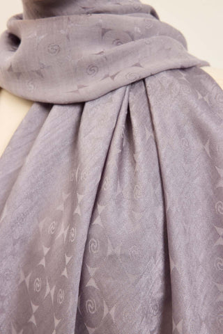 Naia Pamuk Şal Mini Monogram Gümüş - Naia Şal - | Silk Home