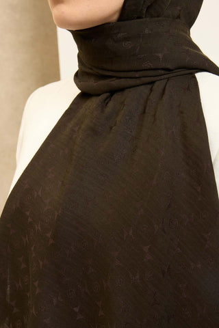Naia Pamuk Şal Mini Monogram Koyu Yeşil - Naia Şal - | Silk Home