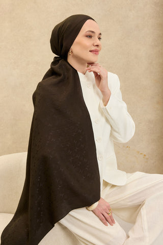 Naia Pamuk Şal Mini Monogram Koyu Yeşil - Naia Şal - | Silk Home