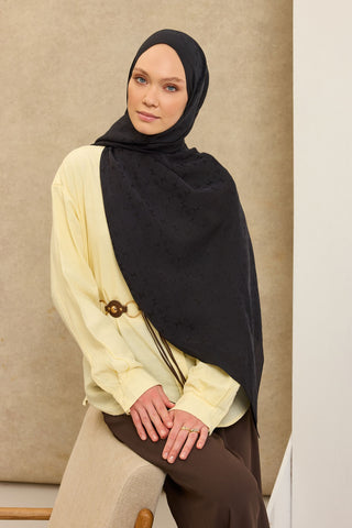 Naia Cotton Shawl Mini Monogram Black