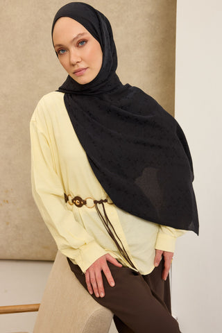 Naia Cotton Shawl Mini Monogram Black