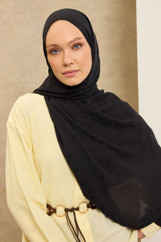 Naia Cotton Shawl Mini Monogram Black