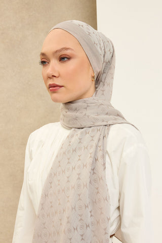 Naia Pamuk Şal Mini Monogram Taş - Naia Şal - | Silk Home