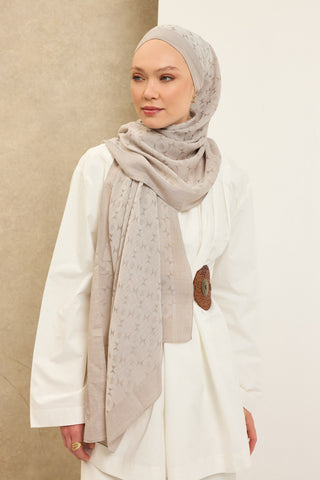 Naia Pamuk Şal Mini Monogram Taş - Naia Şal - | Silk Home