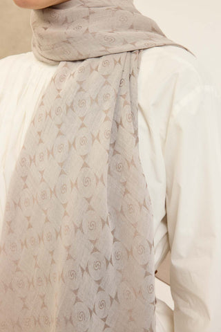 Naia Pamuk Şal Mini Monogram Taş - Naia Şal - | Silk Home