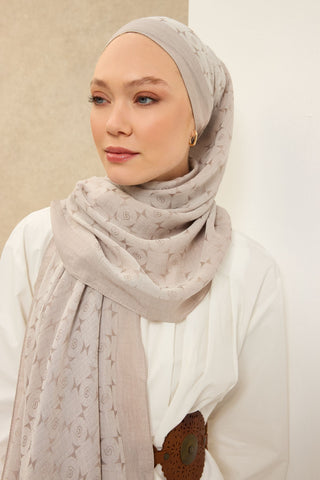 Naia Pamuk Şal Mini Monogram Taş - Naia Şal - | Silk Home