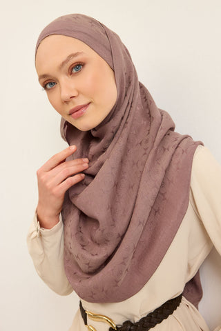 Naia Pamuk Şal Mini Monogram Vizon - Naia Şal - | Silk Home