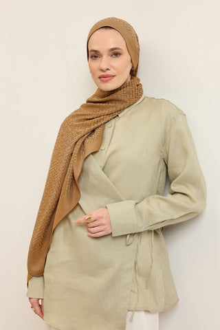 Naia Pamuk Şal SH Desen Altın - Naia Şal - | Silk Home